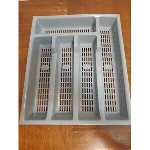 Action Industries Blue Lattice Utensil Silverware Flatware Drawer Organizer Vntg